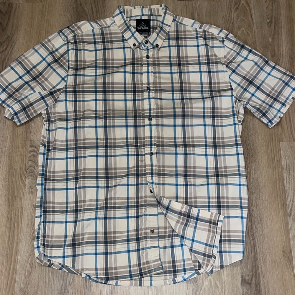 Lyocell/Poly plaid check PrAna SS hiking trail camping quick dry men’s shirt XXL